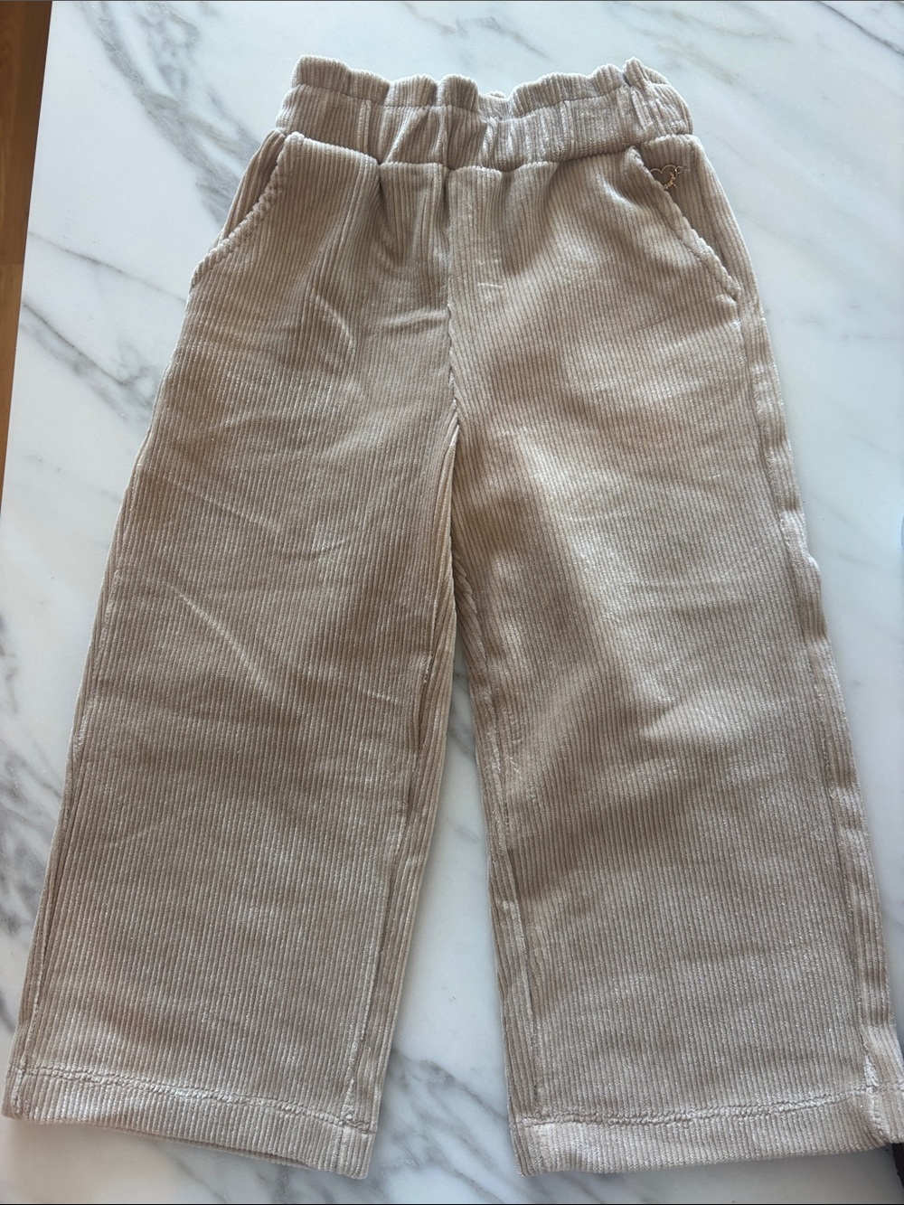 Mayoral Beige Corduroy Wide-Leg Kids Pants